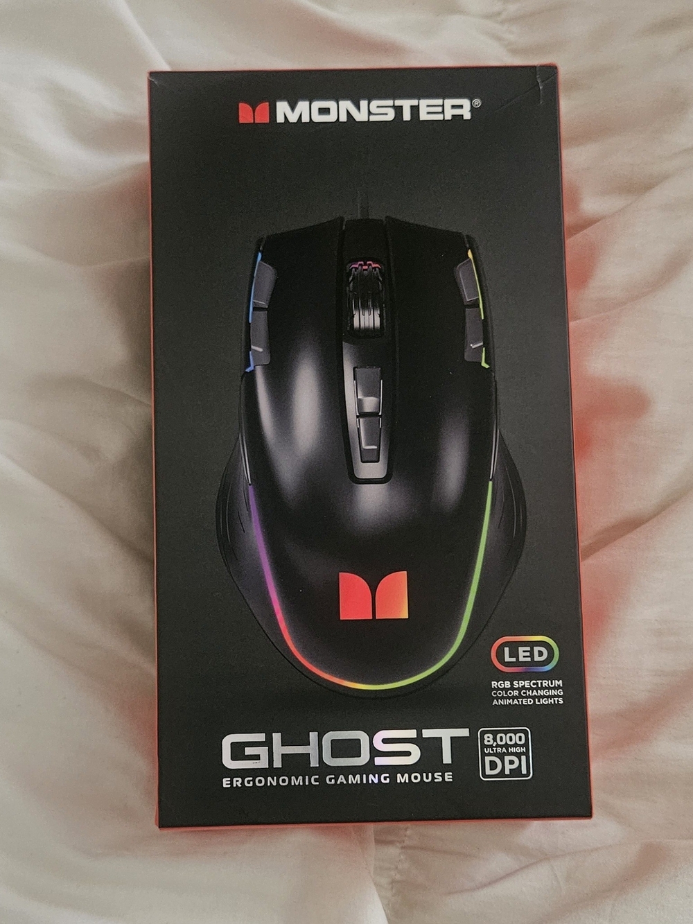 Monster Ghost Ergonomic Gaming Mouse - Black with RGB LED